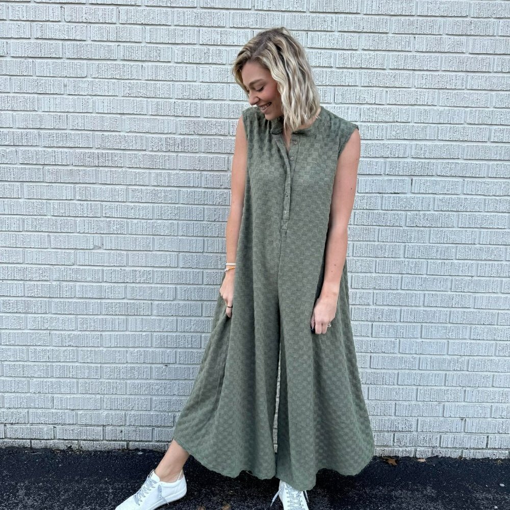 Nellie Checkered Jumpsuit in Olive - Picture 9 of 9